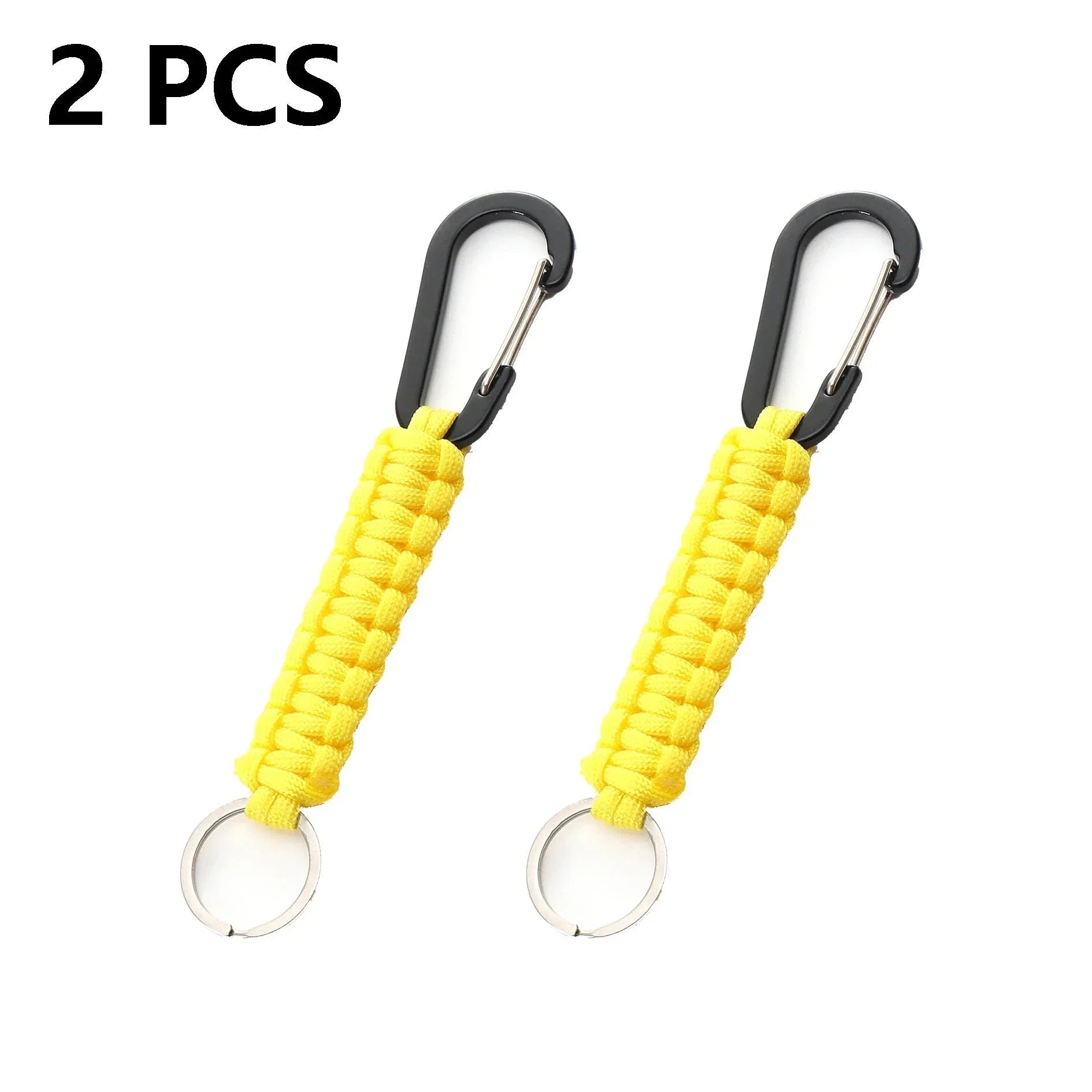 2Pcs Yellow Outdoor Survival Kit Parachute Cord Keychain Military-Outdoors