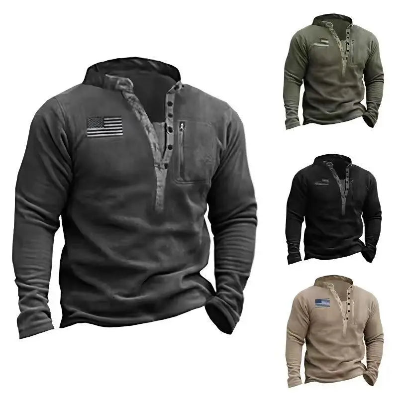 Military style outdoor sweater in gray, perfect for rugged adventures