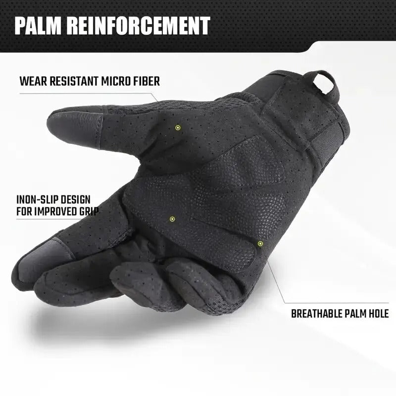 Military-Style Black Outdoor Tactical-Style Gloves with Non-Slip Design