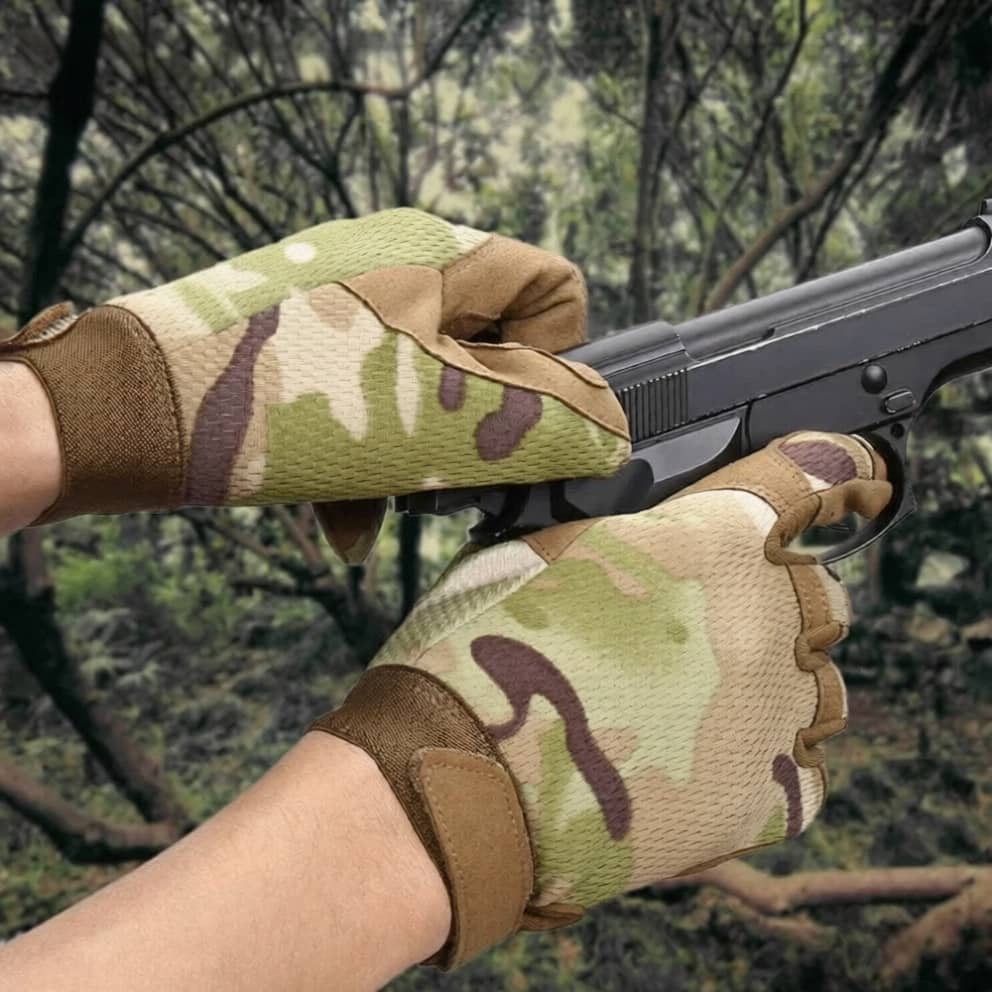 Military camo outdoor tactical-style gloves for enhanced grip and protection