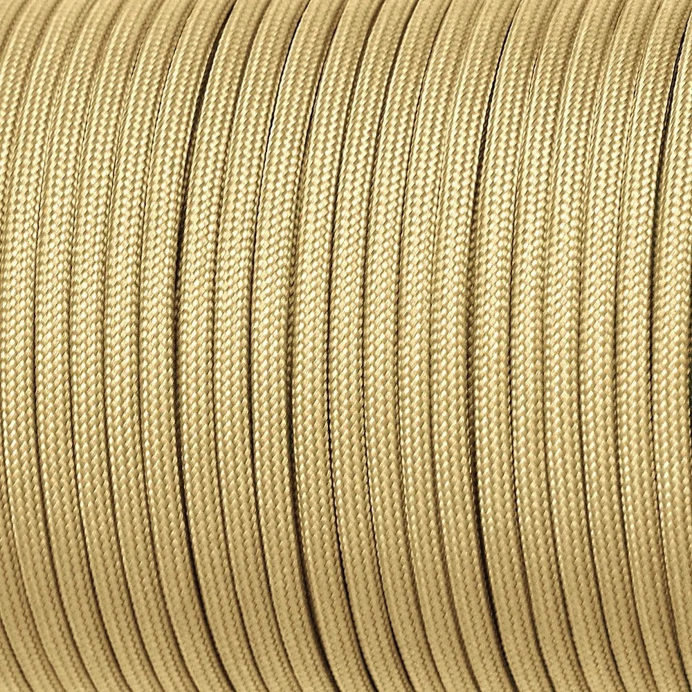 Durable outdoor tent cord in tan color, ideal for securing tents and outdoor gear