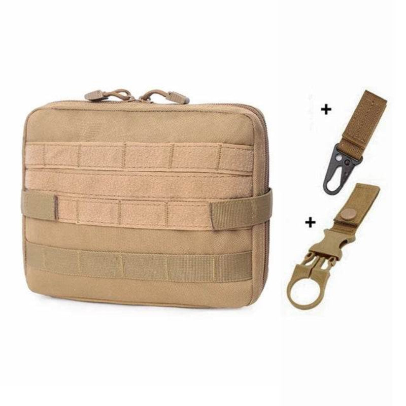 Tan outdoor tool pouch with durable design and versatile straps