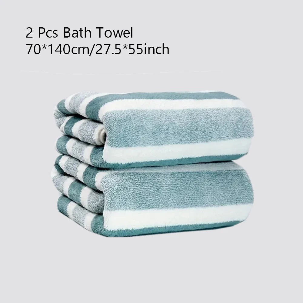 Outdoor towel set in teal and white, perfect for camping and beach trips