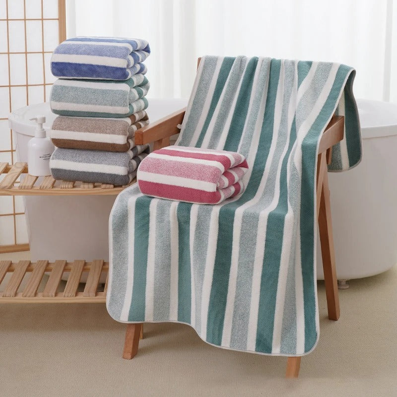 Striped outdoor towel set in various colors for beach and pool use