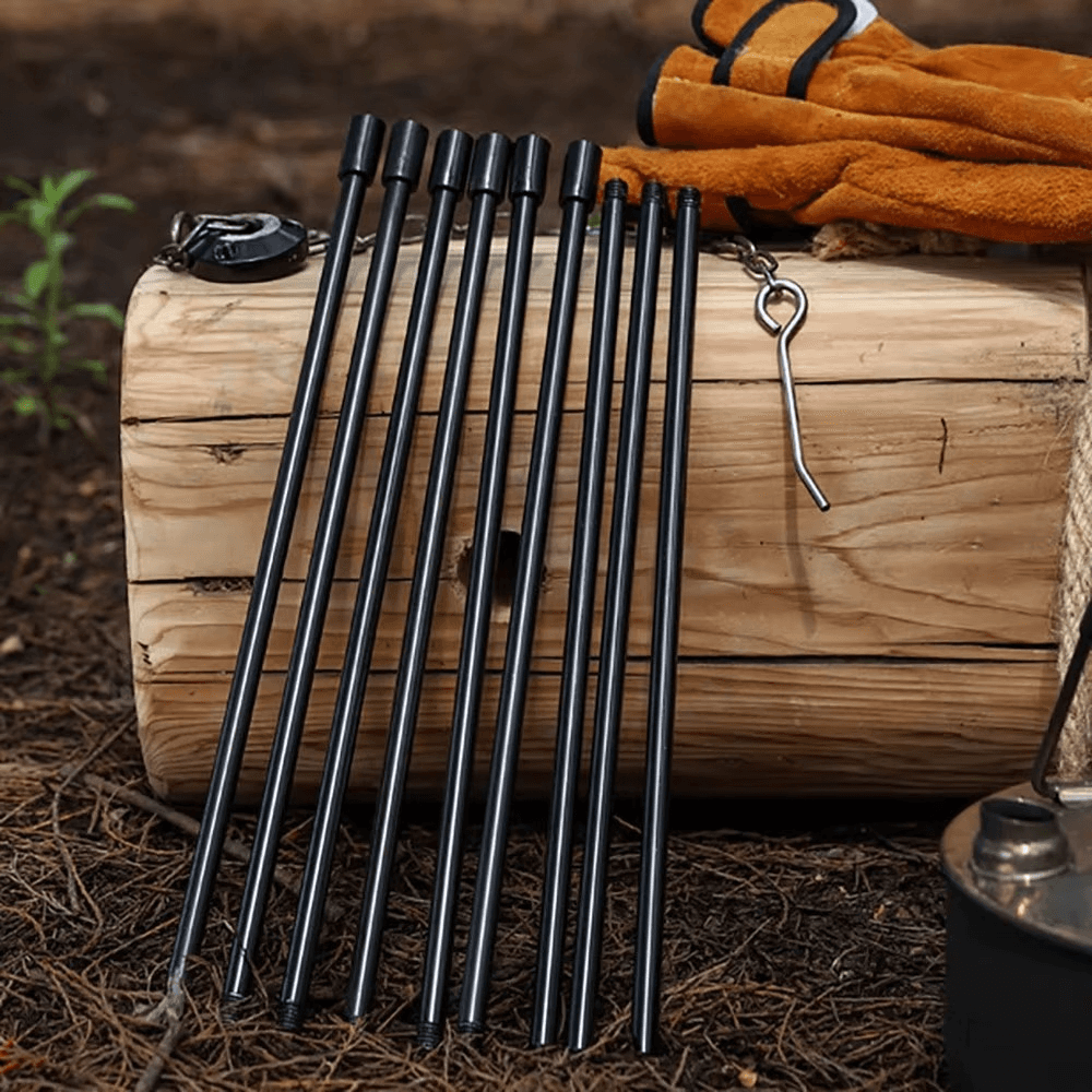 Black outdoor tripod cookware stand parts for camping and cooking