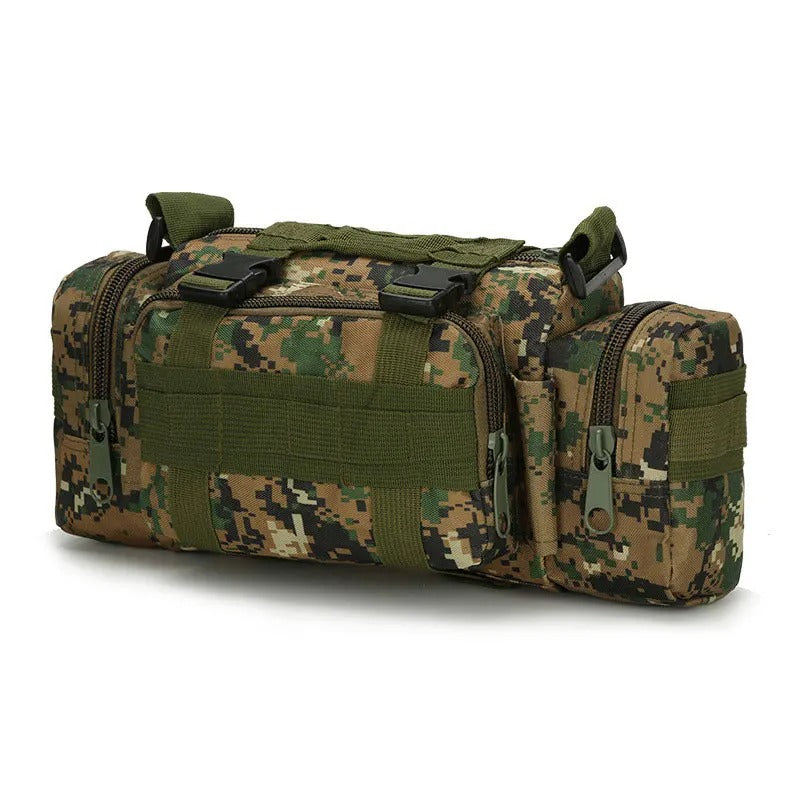 Camouflage outdoor utility bag with multiple compartments for versatile storage
