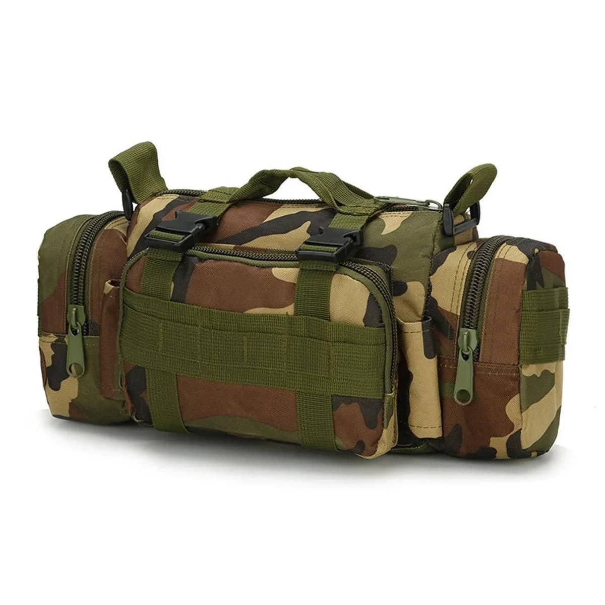 Camouflage outdoor utility bag with multiple pockets for versatile storage