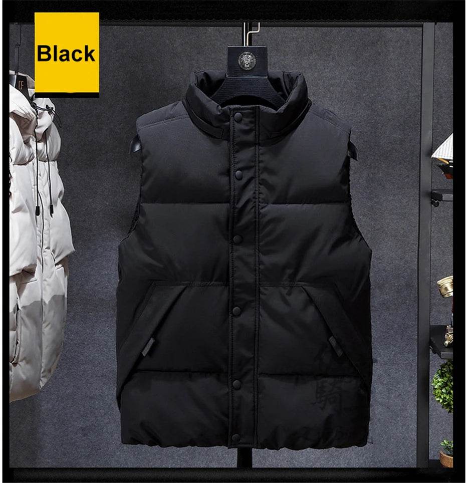Black outdoor vest with button fastening for versatile outdoor wear