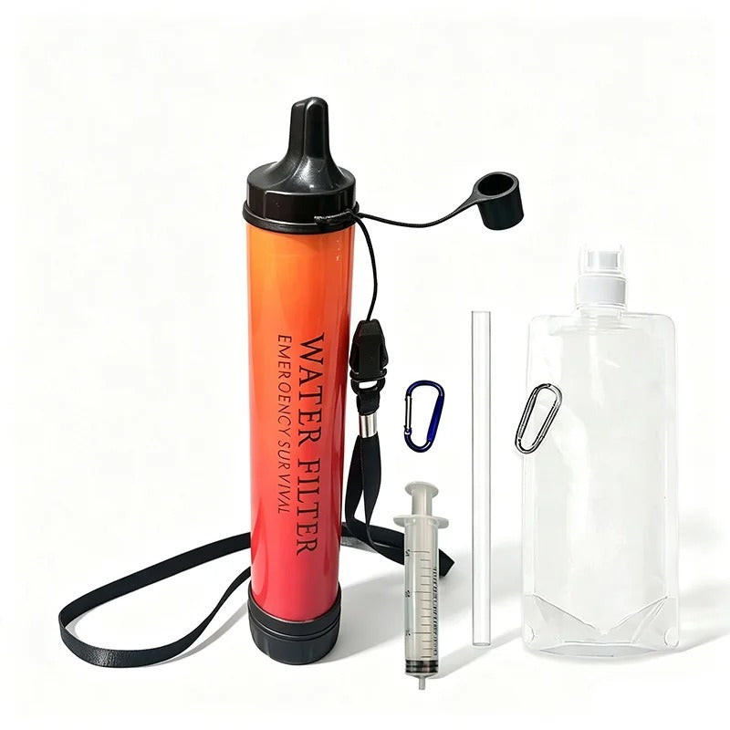 Military-Outdoors Emergency Survival Outdoor Water Filter with Multiple Accessories