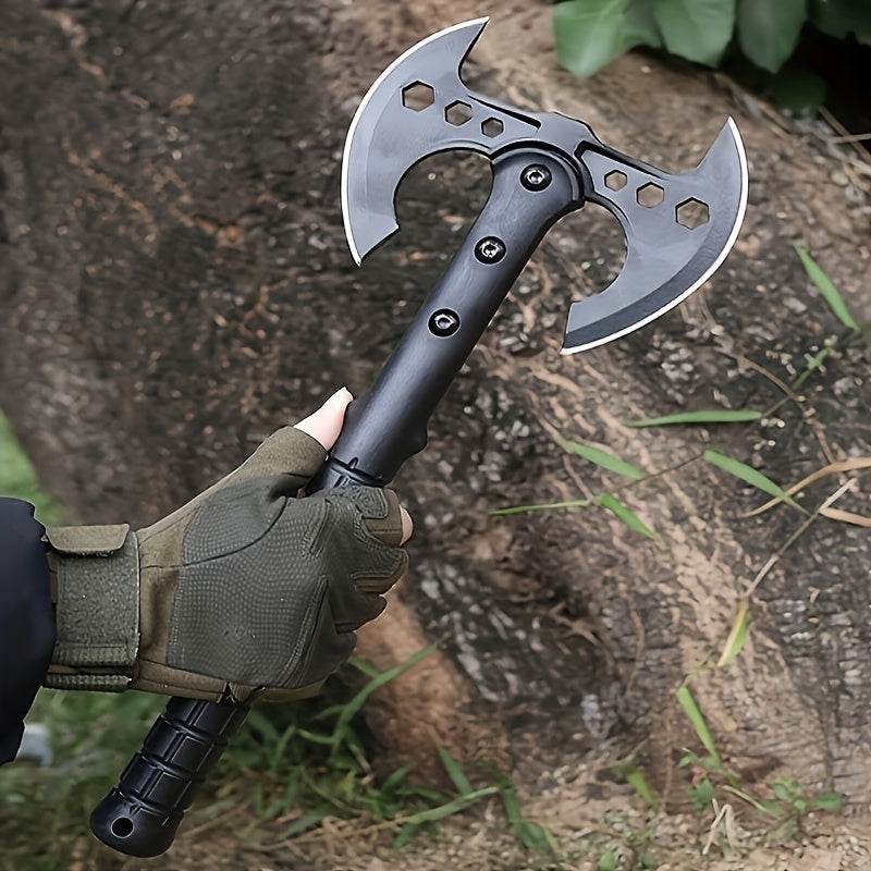 Camping double-headed axe with a durable handle for efficient chopping and outdoor use