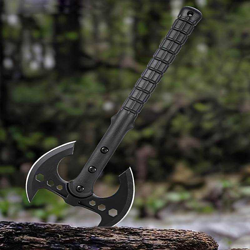 Camping double-headed axe with a durable handle, perfect for outdoor adventures and campsite needs