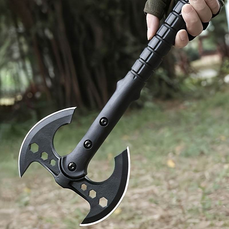 Camping double-headed axe with a sturdy grip, perfect for outdoor enthusiasts and survivalists