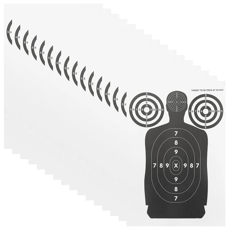 Pack of paper silhouette targets for precision shooting practice at the range