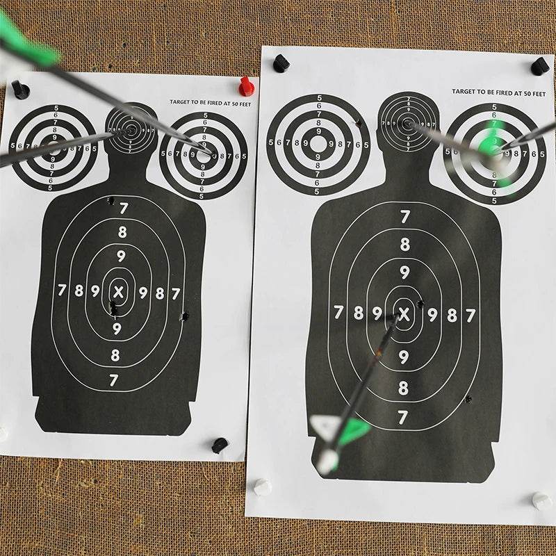 Paper silhouette target for shooting practice with scoring circles