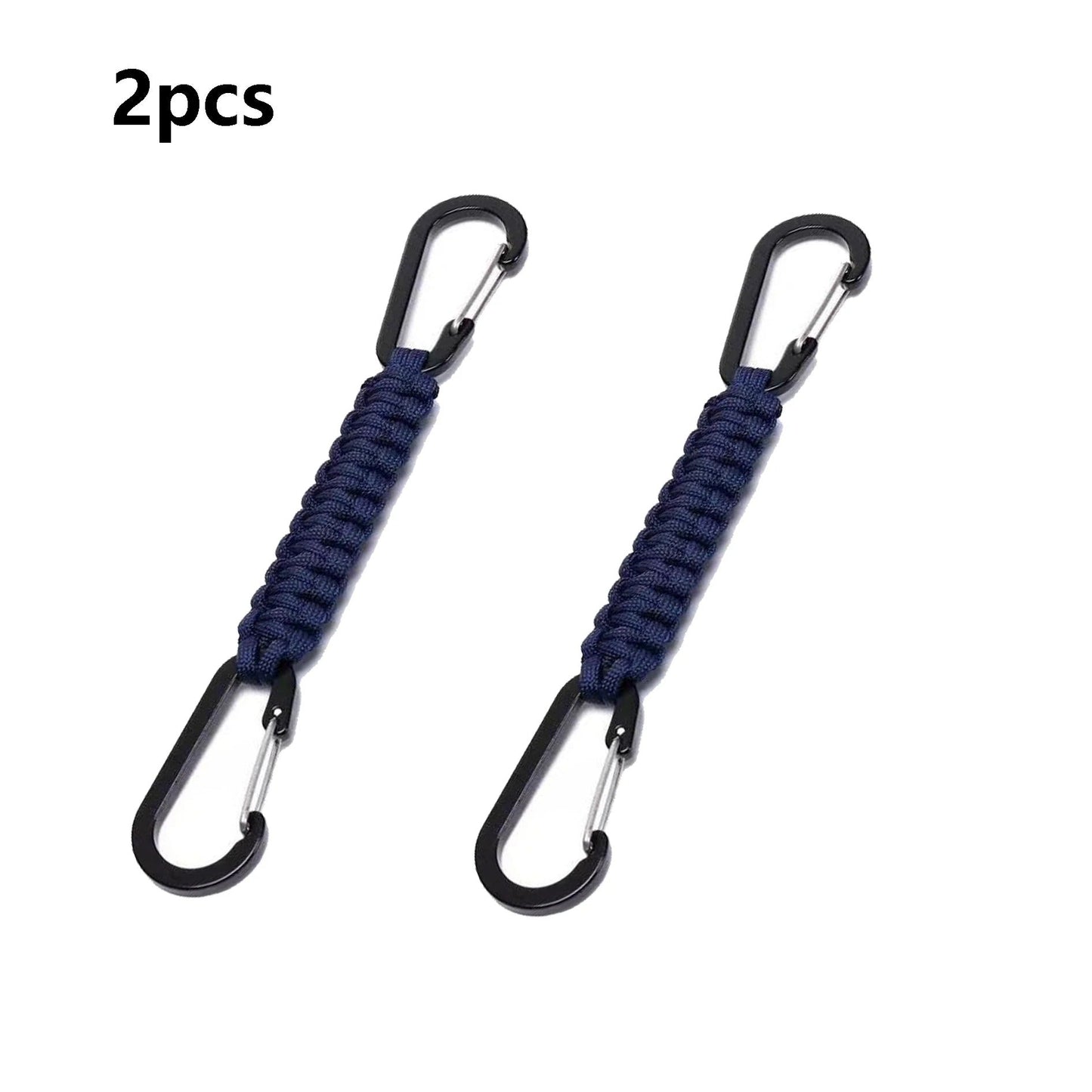 Set of 2 navy paracord keychain with sturdy carabiner clip for outdoor enthusiasts