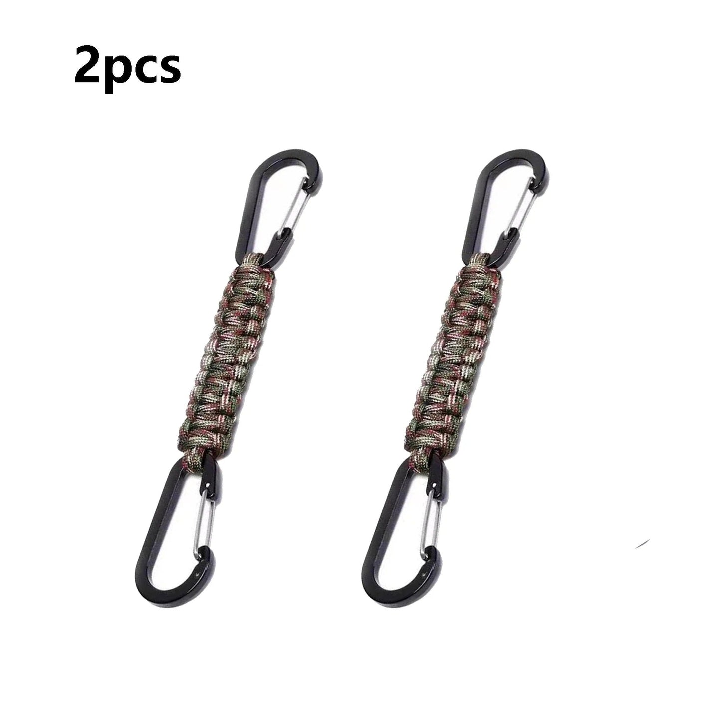 Set of 2 paracord keychain with durable carabiner clips for outdoor enthusiasts