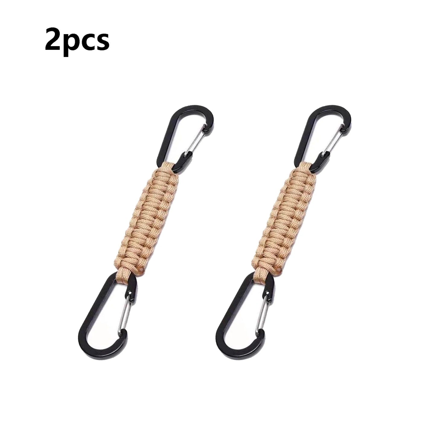 Set of 2 durable paracord keychain with robust carabiner clips for outdoor activities