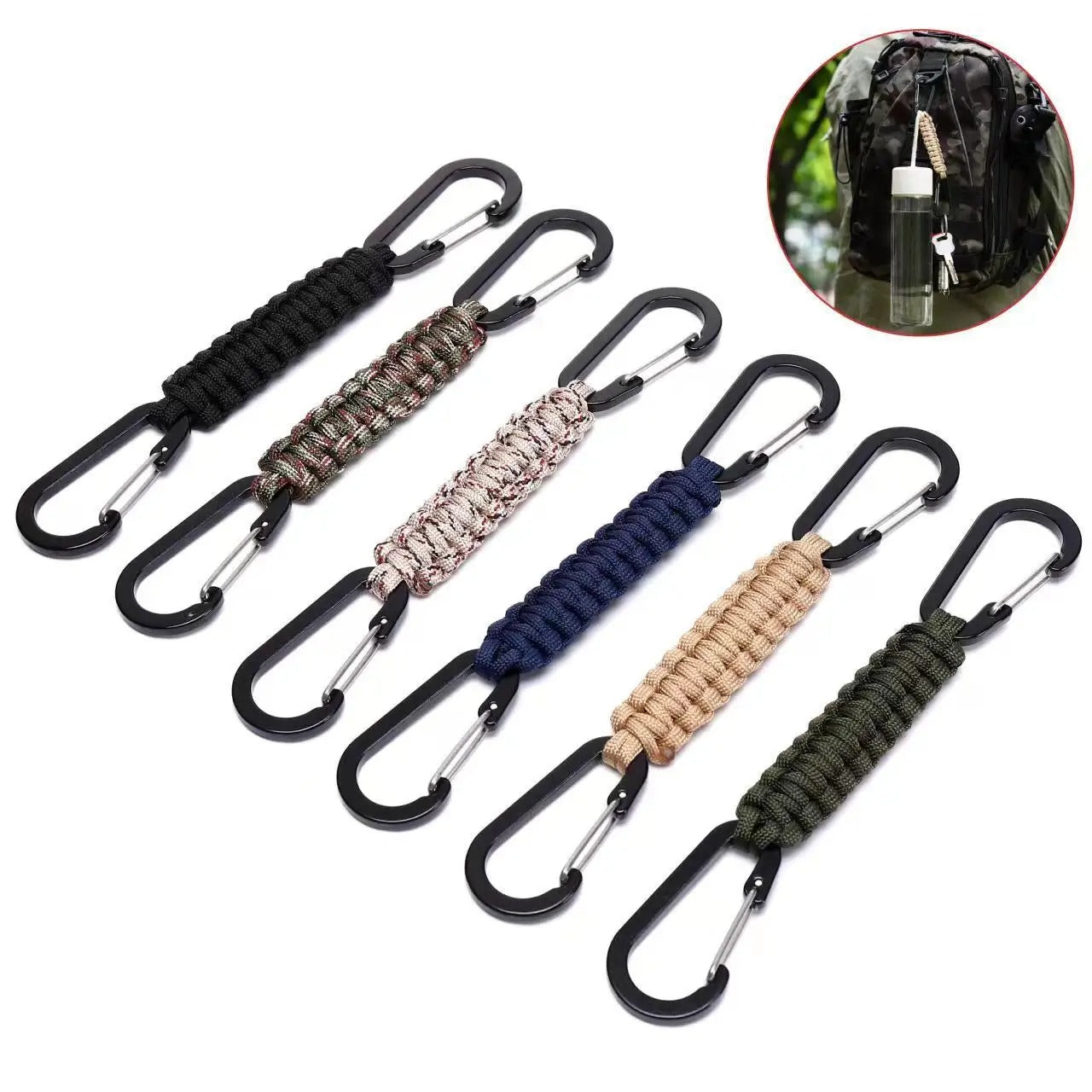Durable paracord keychain with various color options for outdoor enthusiasts and adventurers
