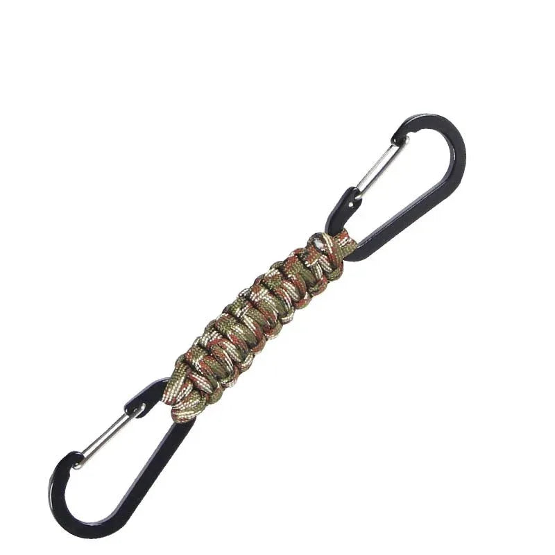Multicolor paracord keychain with durable carabiner clips for outdoor use