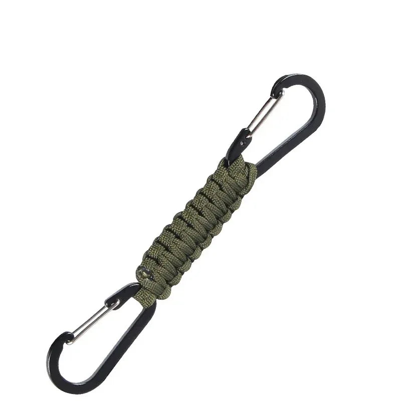 Olive Green Paracord Keychain with Durable Carabiner for Outdoor Use