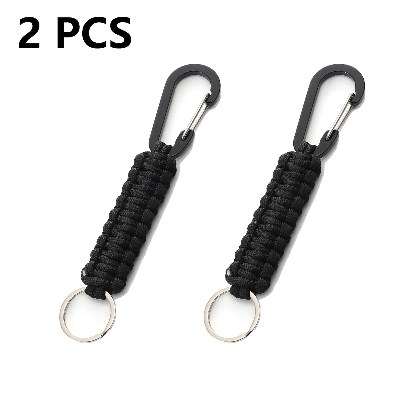 Set of 2 Military-Outdoors outdoor survival kit keychain with durable paracord and carabiner clip