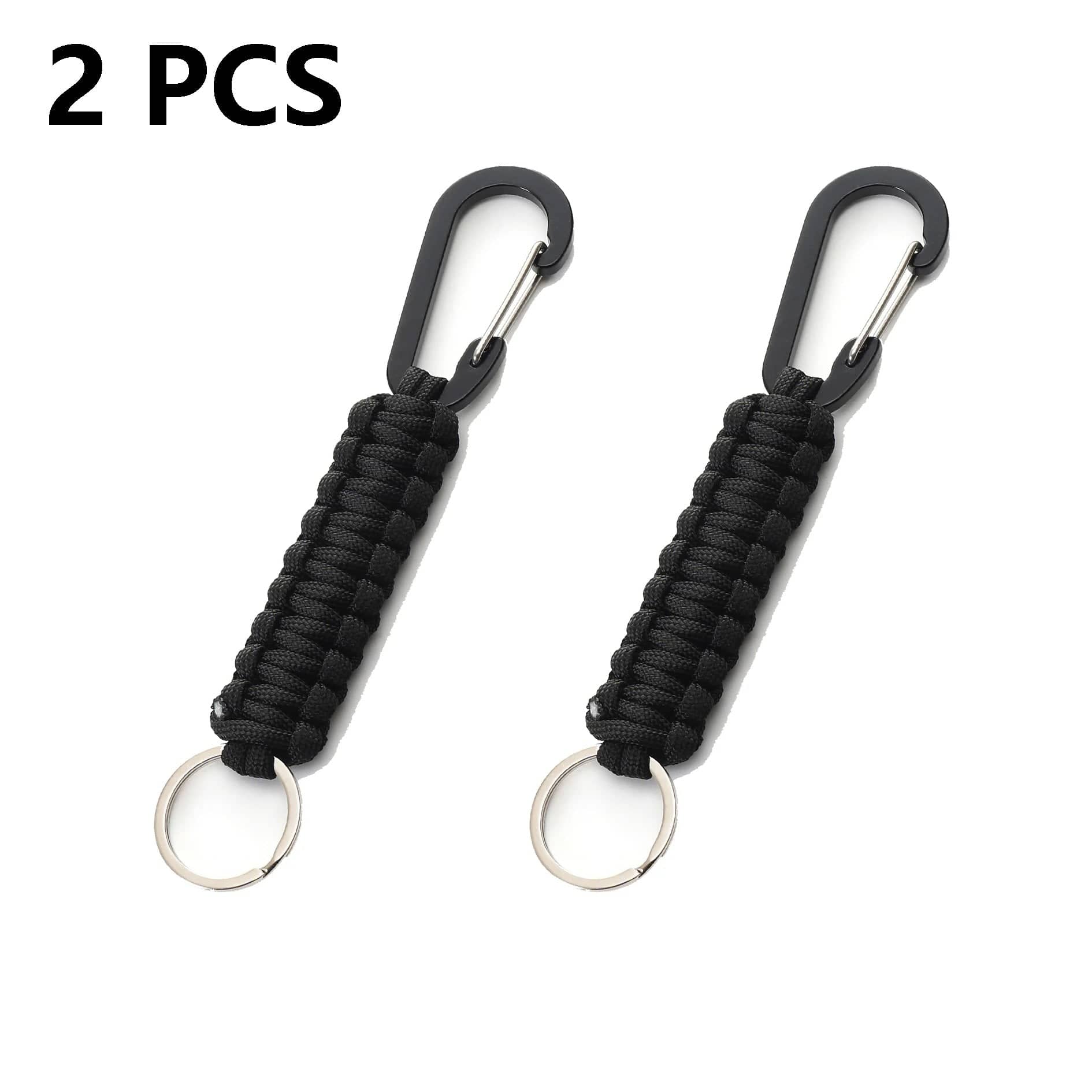 Set of 2 Military-Outdoors outdoor survival kit keychain with durable paracord and carabiner clip