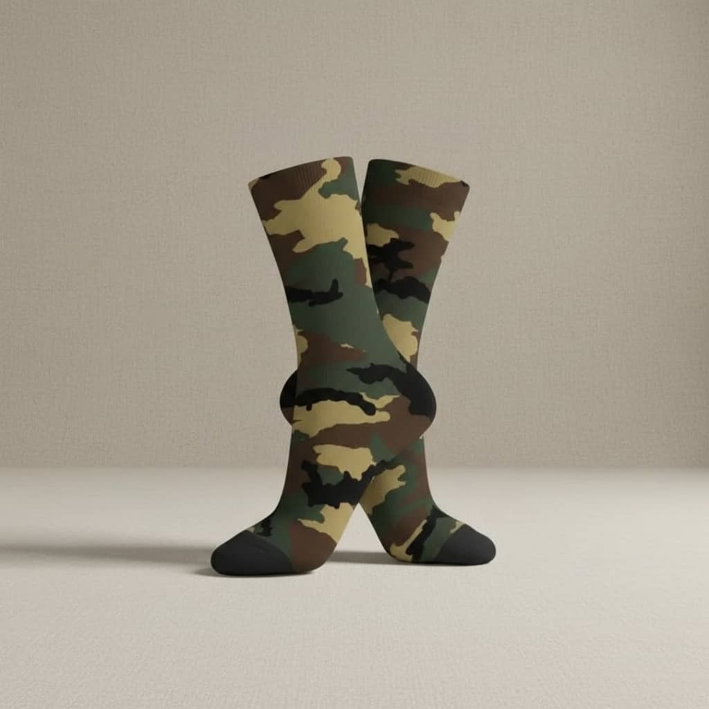 US Army crew socks in camo design for outdoor activities