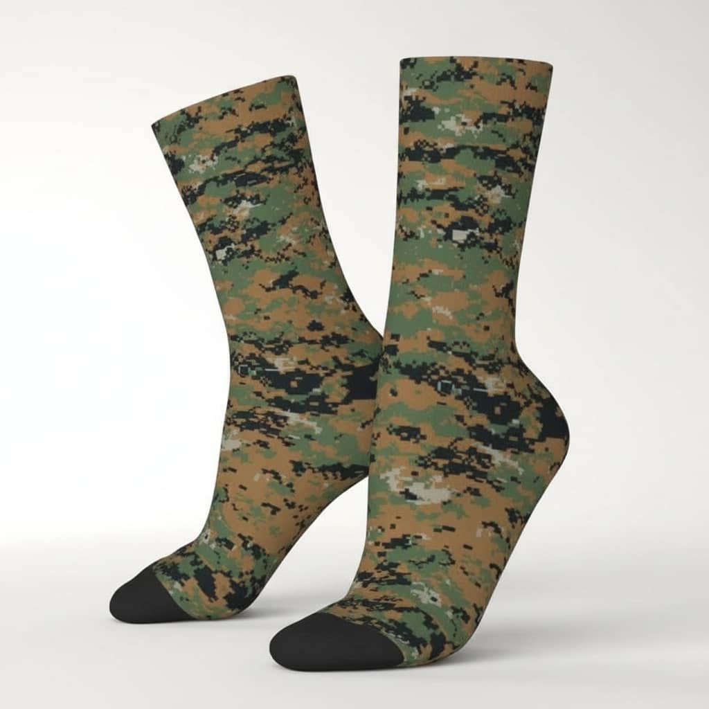 US Army crew socks in camouflage pattern for everyday wear