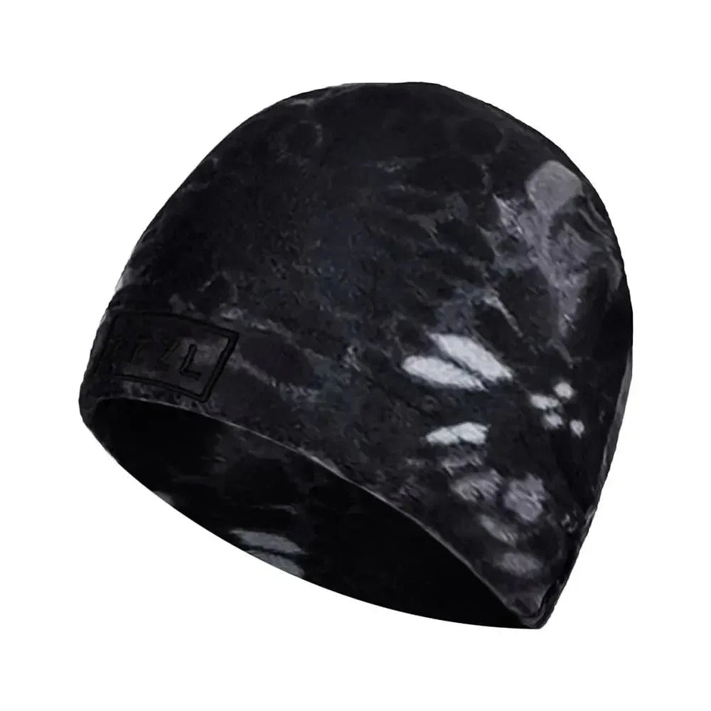 Black Camo Warm Fleece Cap for Outdoors, Ideal for Cold Weather