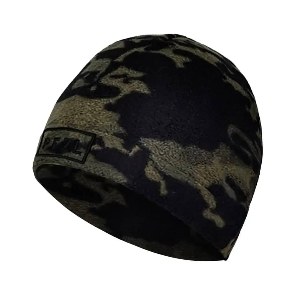 Camo warm fleece cap for outdoors with soft fabric for cold weather
