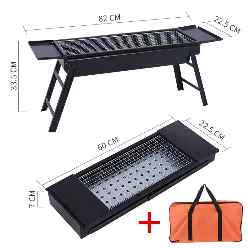 Portable charcoal barbecue with collapsible design for easy transport and storage