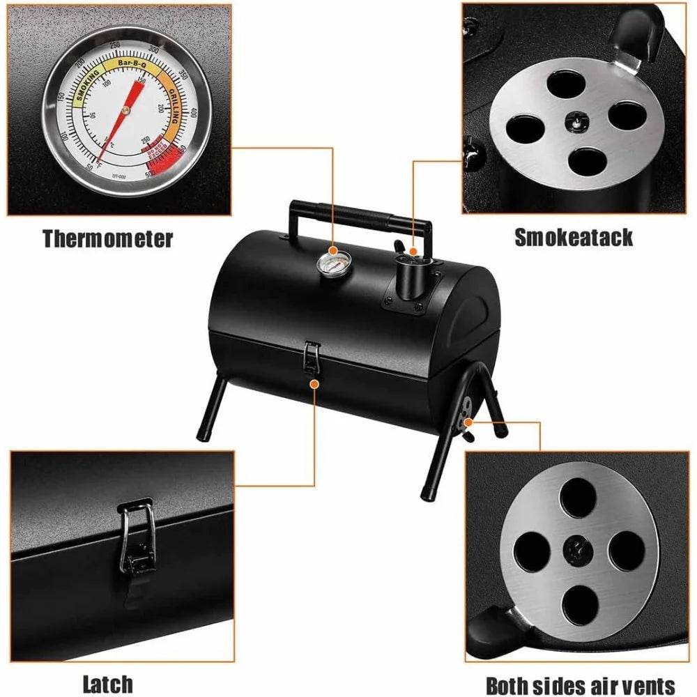 Portable Charcoal Grill with Thermometer - Military-Outdoors.com