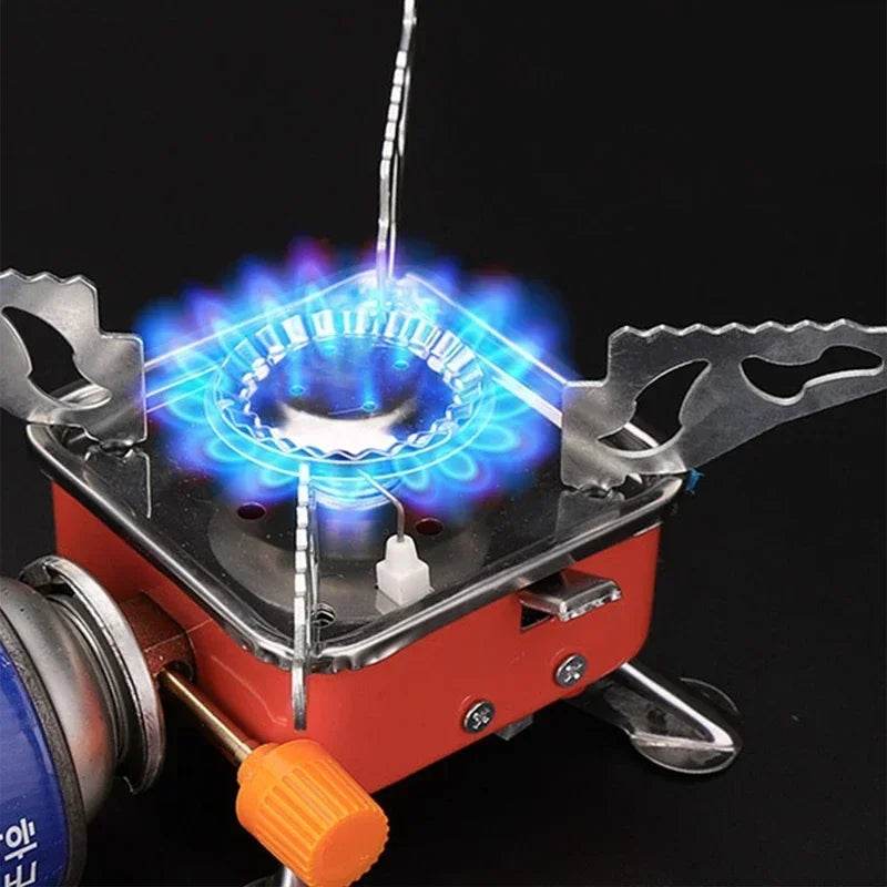 Portable gas stove with flame control for outdoor cooking