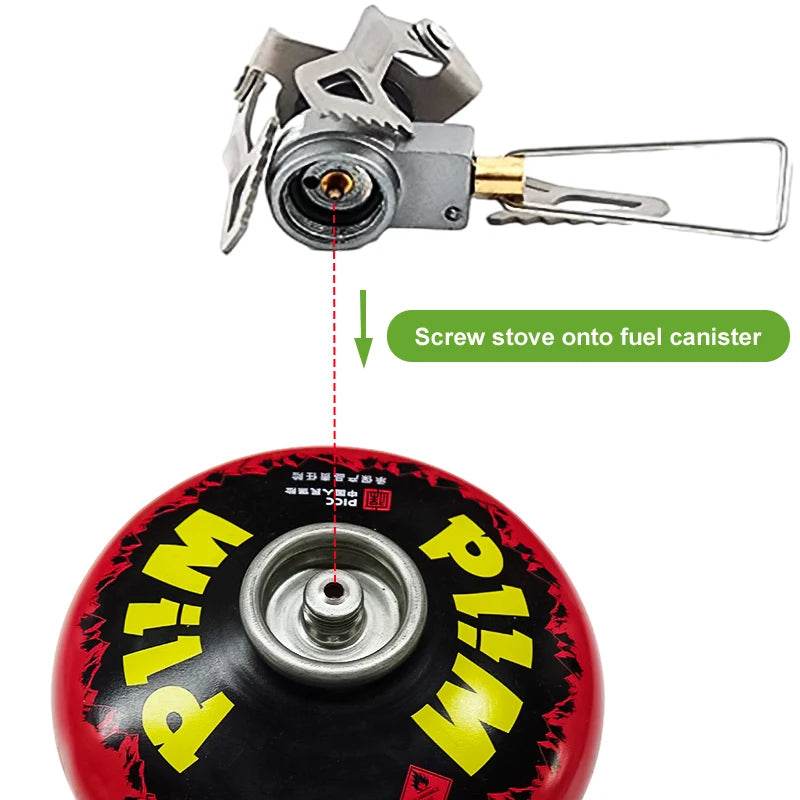 Portable Stove with screw attachment for easy fuel canister connection