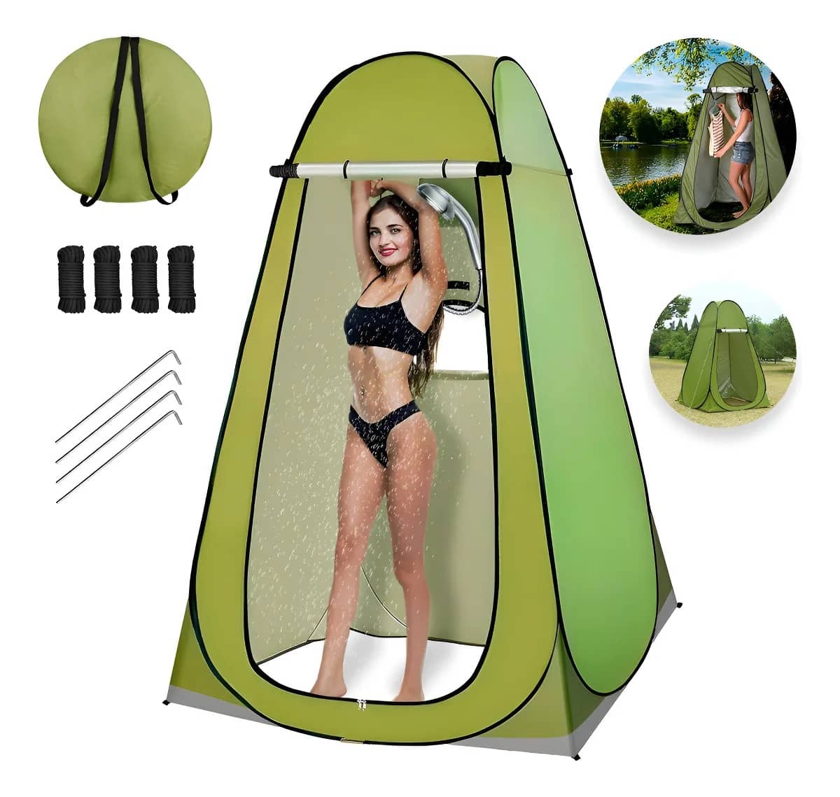 Black tent shower privacy tent for outdoor use and camping