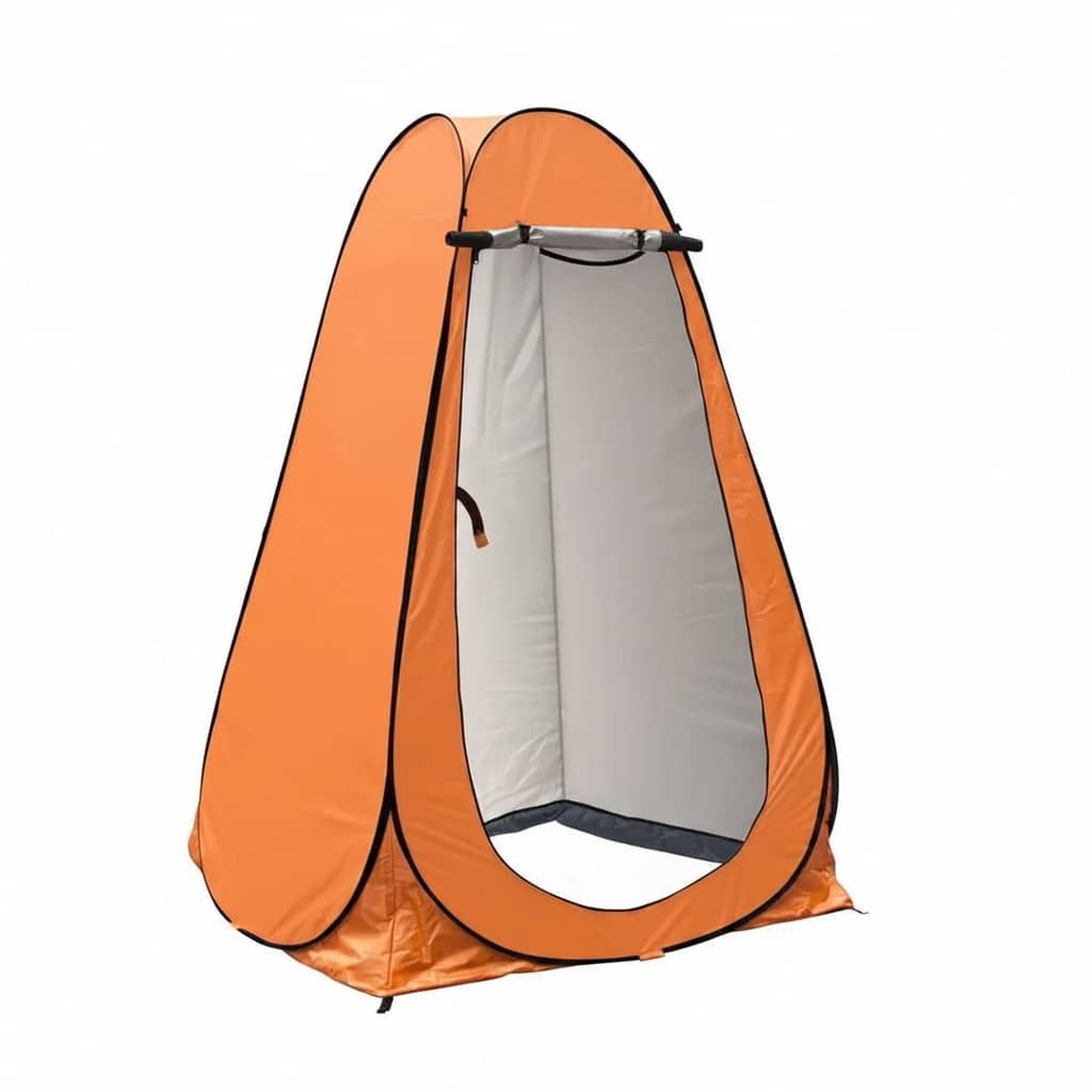 Orange privacy tent shower for outdoor camping and personal use