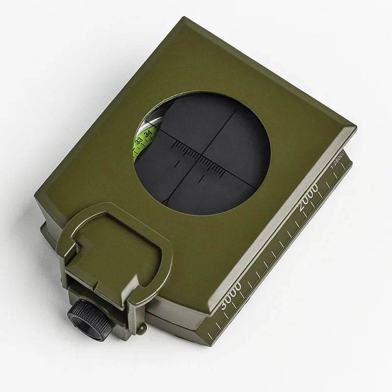 Professional outdoor compass in olive green for navigation and camping
