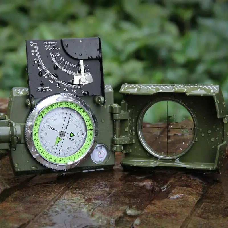 Military green professional outdoor compass with waterproof design for navigation