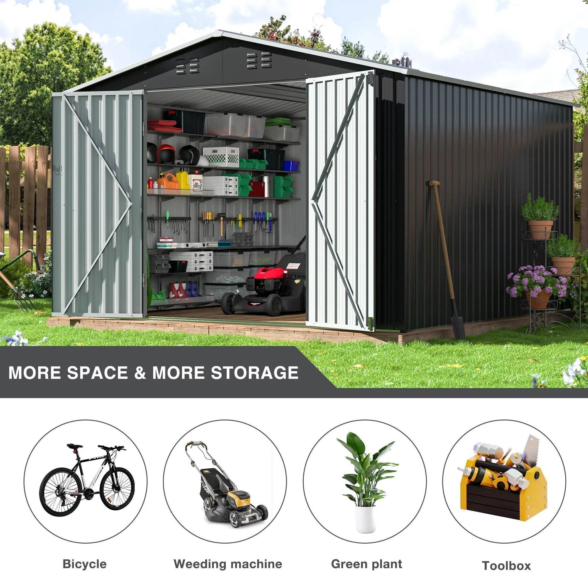 Outdoor Lockable Steel Storage Shed - Military-Outdoors.com