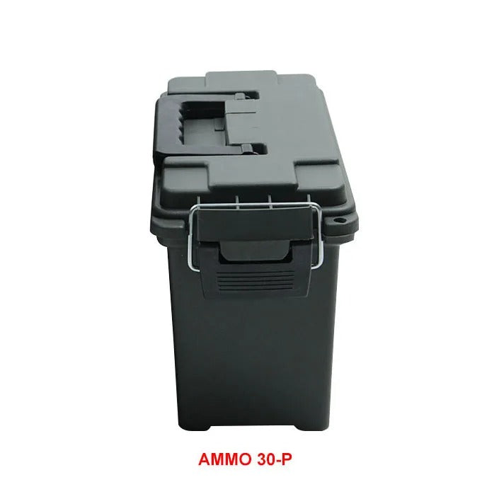 Durable PVC Ammo Container with secure lid and carrying handle for safe storage