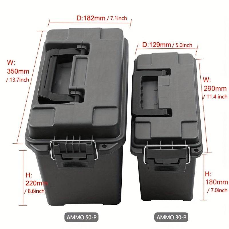 Durable PVC Ammo Container set in two sizes, perfect for secure storage of ammunition and gear