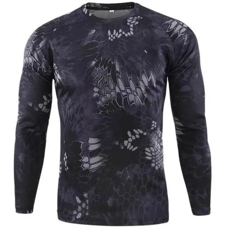 Black camo quick dry t-shirt for outdoor activities
