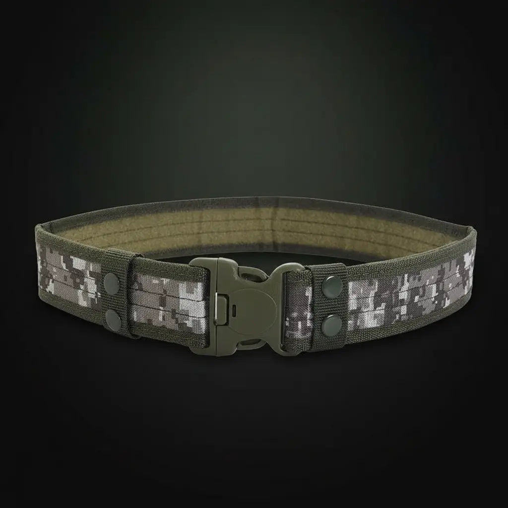 Quick release tactical belt in camouflage for outdoor activities