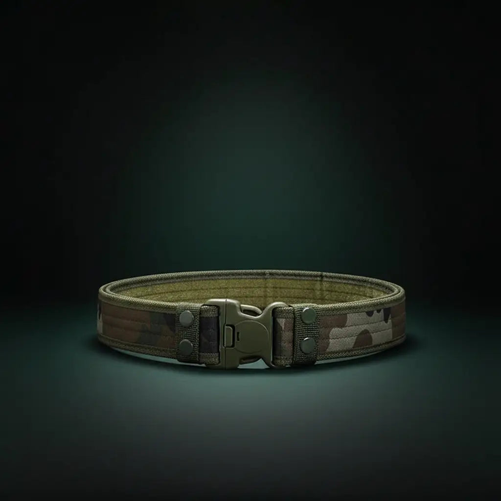 Camouflage quick release tactical belt with durable buckle for outdoor use