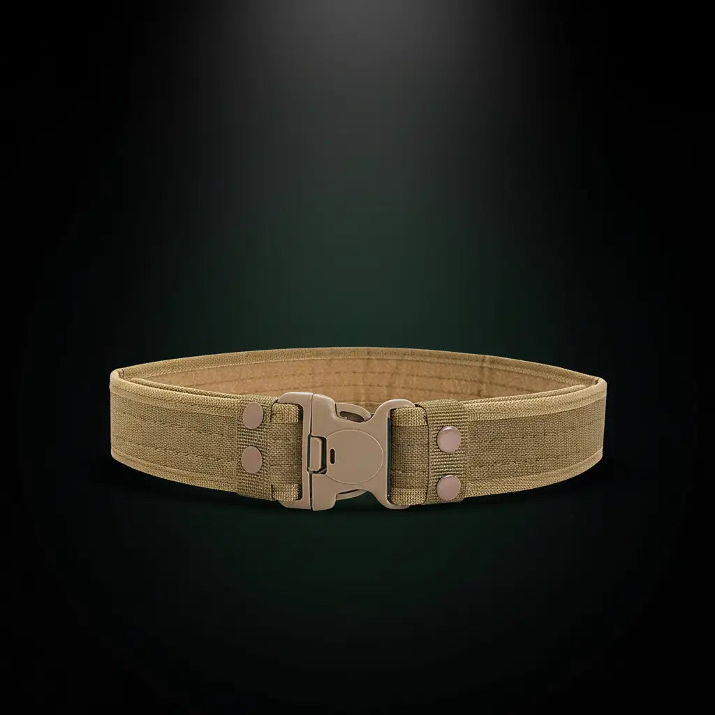 Quick release tactical belt in tan for easy adjustments