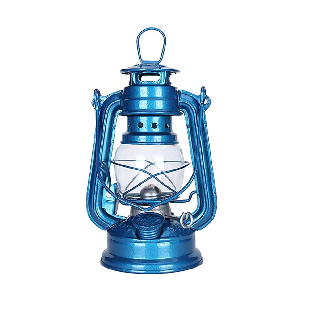 Military-Outdoors Retro Kerosene Lamp in blue for camping and outdoor adventures