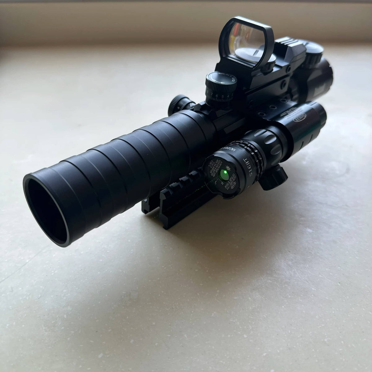 Rifle scope combo with flashlight and reflex sight for precision shooting