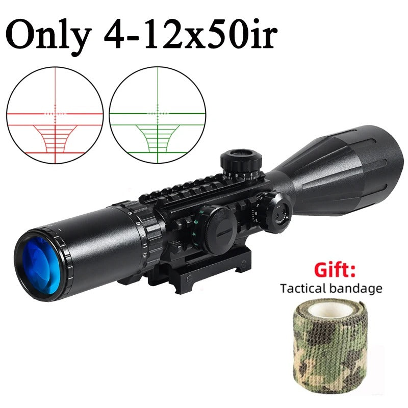 4-12x50IR riflescope combo with illuminated reticle for precision shooting