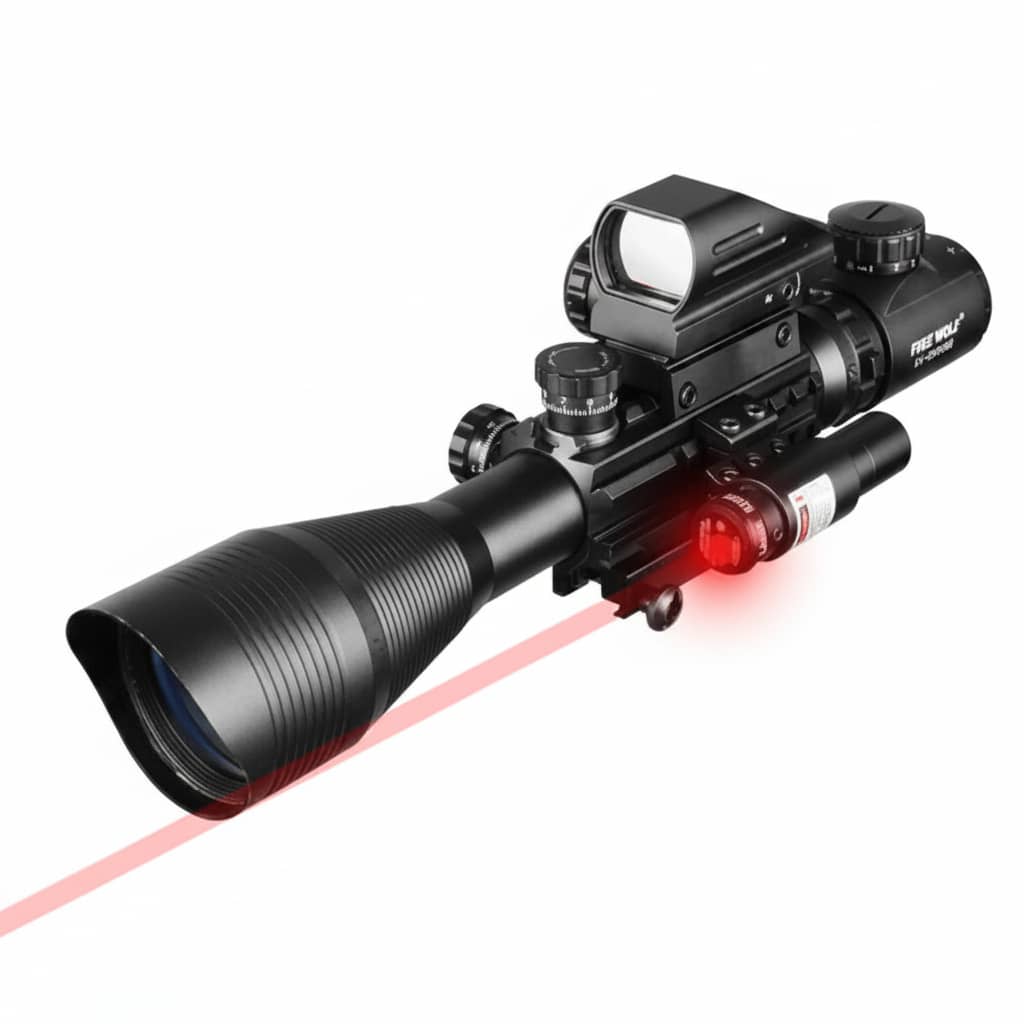 Riflescope combo with red laser sight for precision targeting