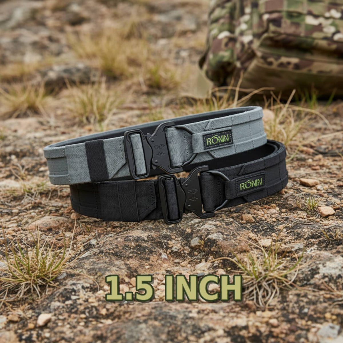Ronin outdoor utility belt in gray and black for tactical use